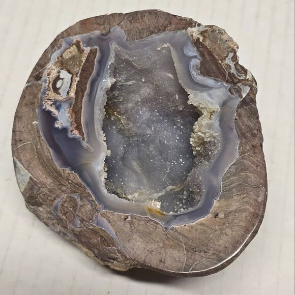 Quartz Crystal Agate Sparkling Geode With Stand - Picture 4 of 8
